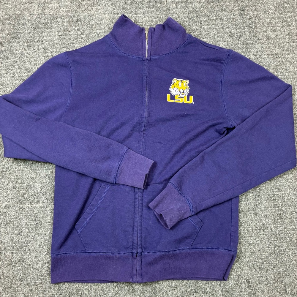 College Kids LSU Tigers Full Zip Sweatshirt Purple Mock Neck Youth Size YS 8-10